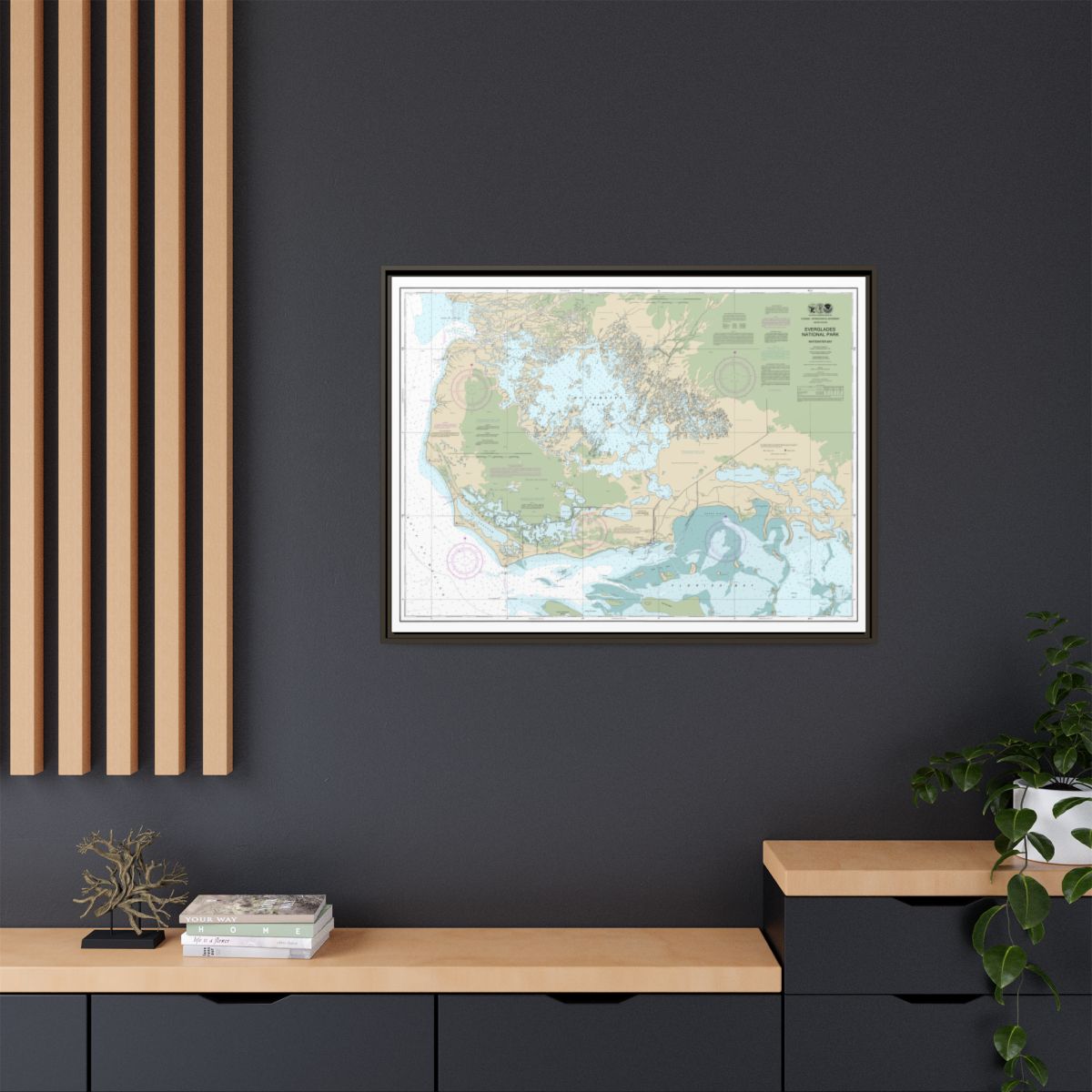 Chart 11433 Everglades National Park Whitewater Bay - NOAA Nautical Chart Floating Frame Canvas | 32" x 24" | 40" x 30" - Espresso context-2