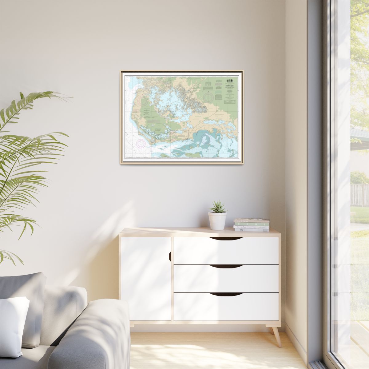 Chart 11433 Everglades National Park Whitewater Bay - NOAA Nautical Chart Floating Frame Canvas | 32" x 24" | 40" x 30" - Natural context-1