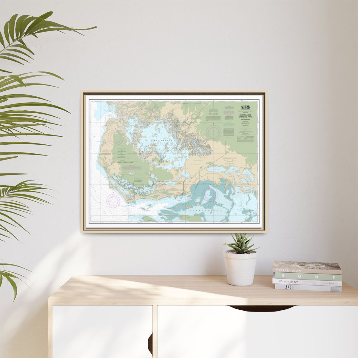 Chart 11433 Everglades National Park Whitewater Bay - NOAA Nautical Chart Floating Frame Canvas | 32" x 24" | 40" x 30" - Natural context-1