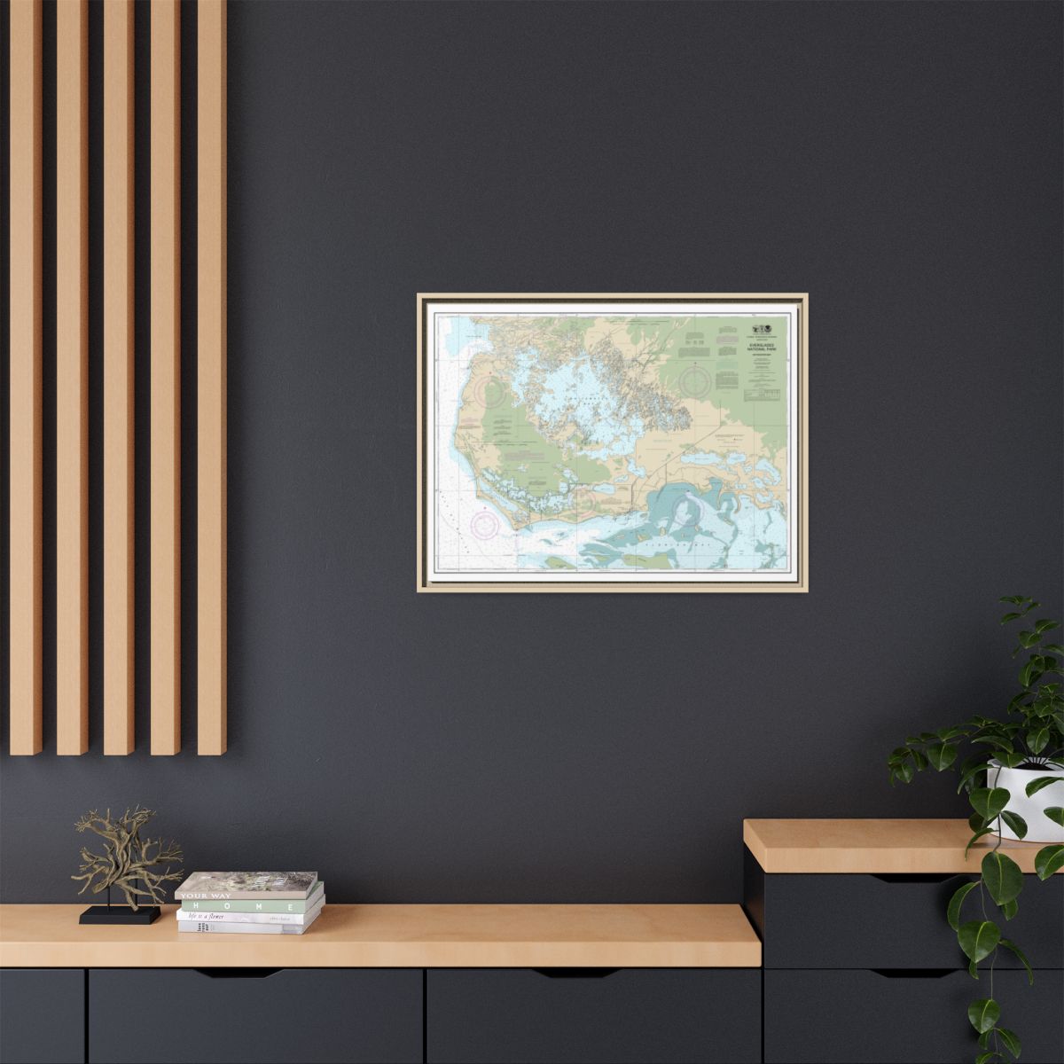 Chart 11433 Everglades National Park Whitewater Bay - NOAA Nautical Chart Floating Frame Canvas | 32" x 24" | 40" x 30" - Natural context-2