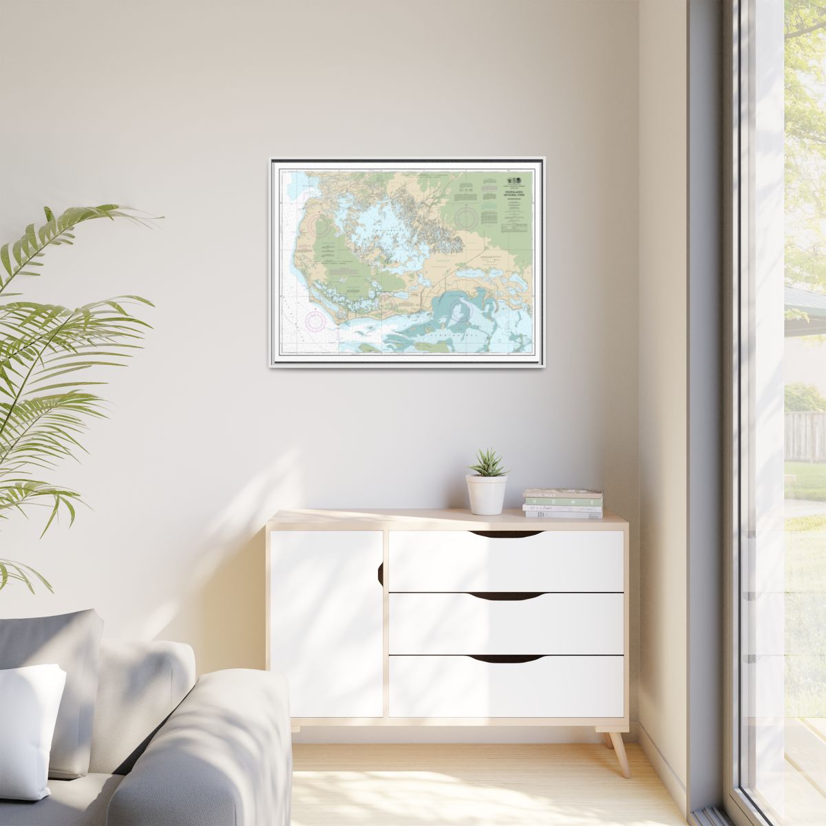 Chart 11433 Everglades National Park Whitewater Bay - NOAA Nautical Chart Floating Frame Canvas | 32" x 24" | 40" x 30" - White context-1