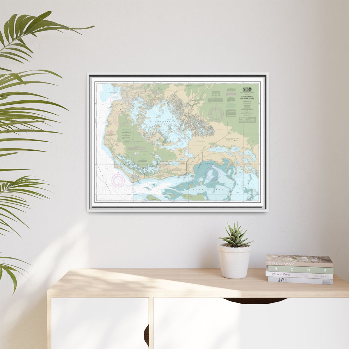Chart 11433 Everglades National Park Whitewater Bay - NOAA Nautical Chart Floating Frame Canvas | 32" x 24" | 40" x 30" - White context-1