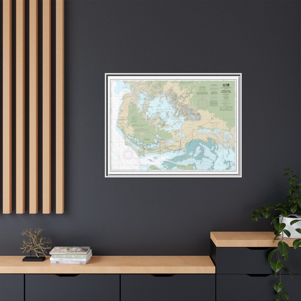 Chart 11433 Everglades National Park Whitewater Bay - NOAA Nautical Chart Floating Frame Canvas | 32" x 24" | 40" x 30" - White context-2