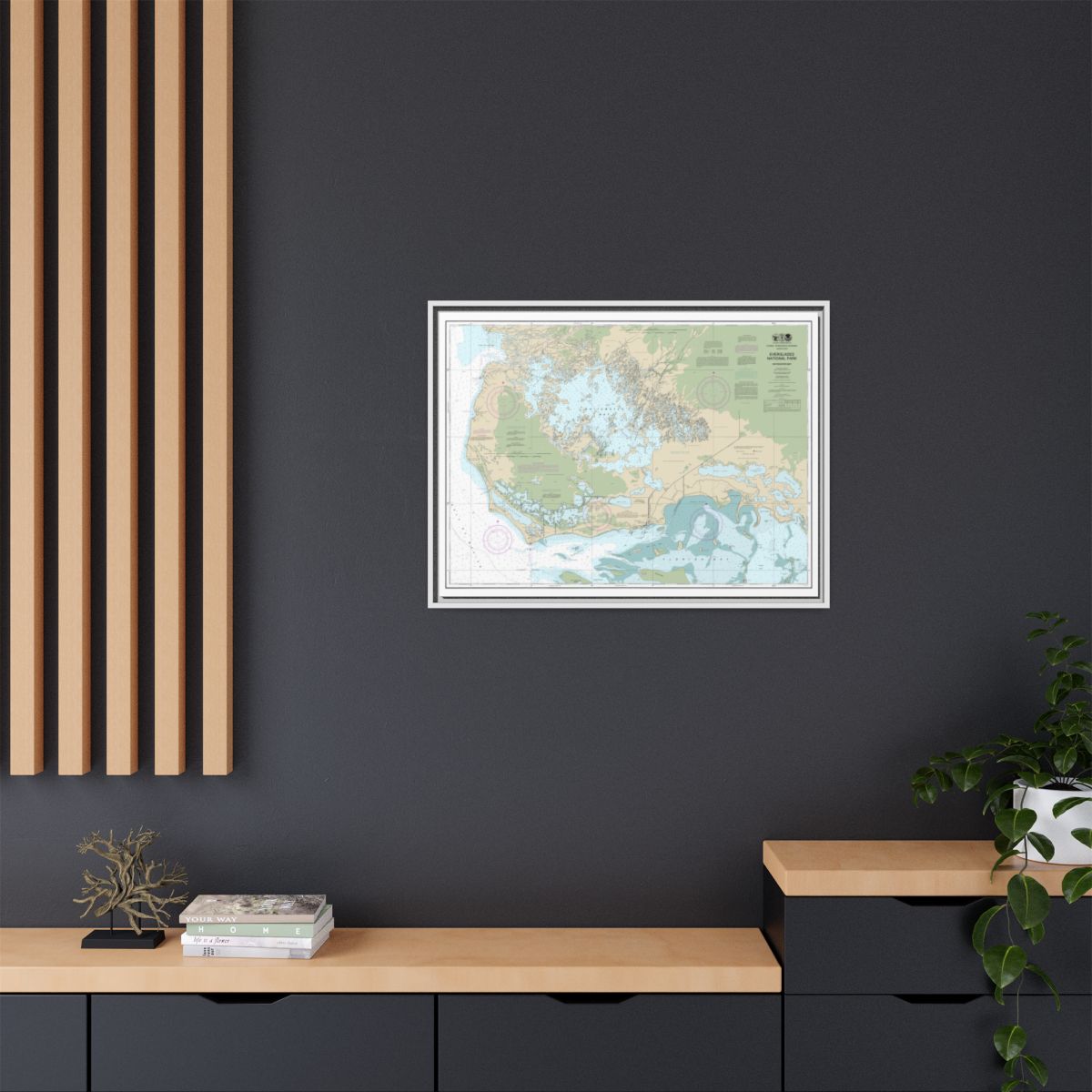 Chart 11433 Everglades National Park Whitewater Bay - NOAA Nautical Chart Floating Frame Canvas | 32" x 24" | 40" x 30" - White context-2