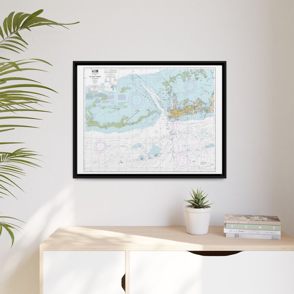 Chart 11441 Key West Harbor and Approaches - NOAA Nautical Chart Floating Frame Canvas | 32" x 24" | 40" x 30" - Black context-1