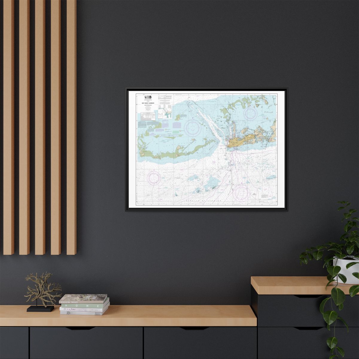 Chart 11441 Key West Harbor and Approaches - NOAA Nautical Chart Floating Frame Canvas | 32" x 24" | 40" x 30" - Black context-2