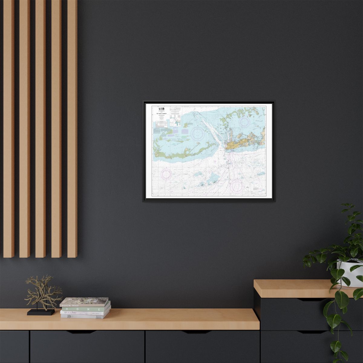 Chart 11441 Key West Harbor and Approaches - NOAA Nautical Chart Floating Frame Canvas | 32" x 24" | 40" x 30" - Black context-2