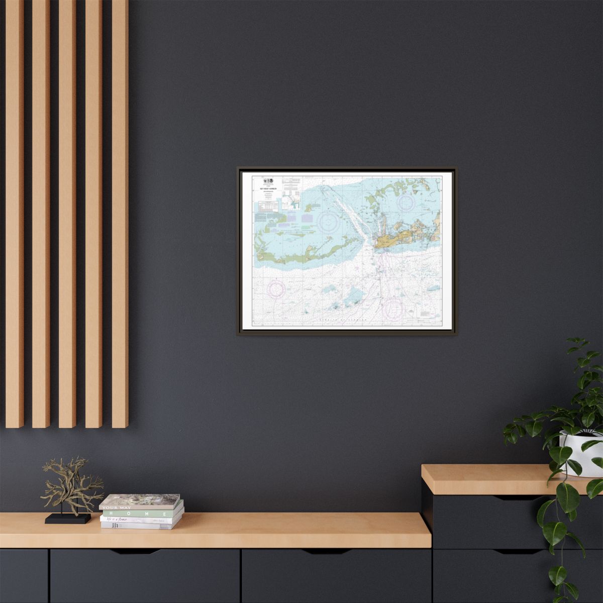 Chart 11441 Key West Harbor and Approaches - NOAA Nautical Chart Floating Frame Canvas | 32" x 24" | 40" x 30" - Espresso context-2