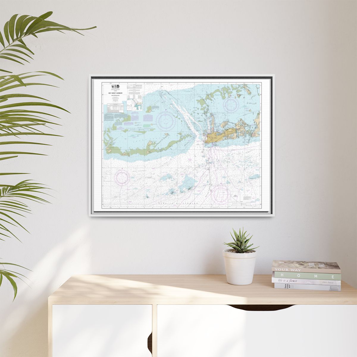 Chart 11441 Key West Harbor and Approaches - NOAA Nautical Chart Floating Frame Canvas | 32" x 24" | 40" x 30" - White context-1