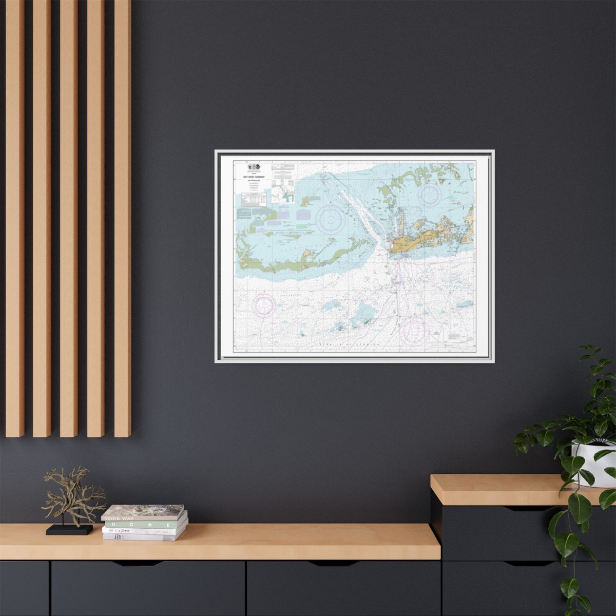 Chart 11441 Key West Harbor and Approaches - NOAA Nautical Chart Floating Frame Canvas | 32" x 24" | 40" x 30" - White context-2