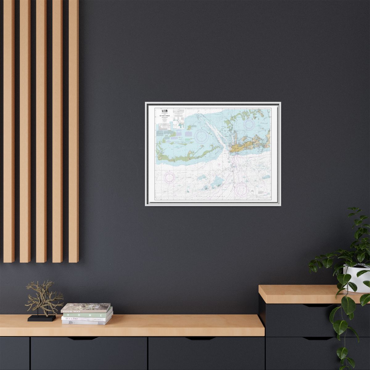Chart 11441 Key West Harbor and Approaches - NOAA Nautical Chart Floating Frame Canvas | 32" x 24" | 40" x 30" - White context-2