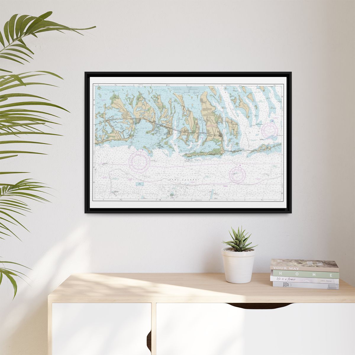 Chart 11445 Intracoastal Waterway Bahia Honda Key to Sugarloaf Key - NOAA Nautical Chart Floating Frame Canvas | 30" x 20" | 36" x 24" | 48" x 32" - Black context-1