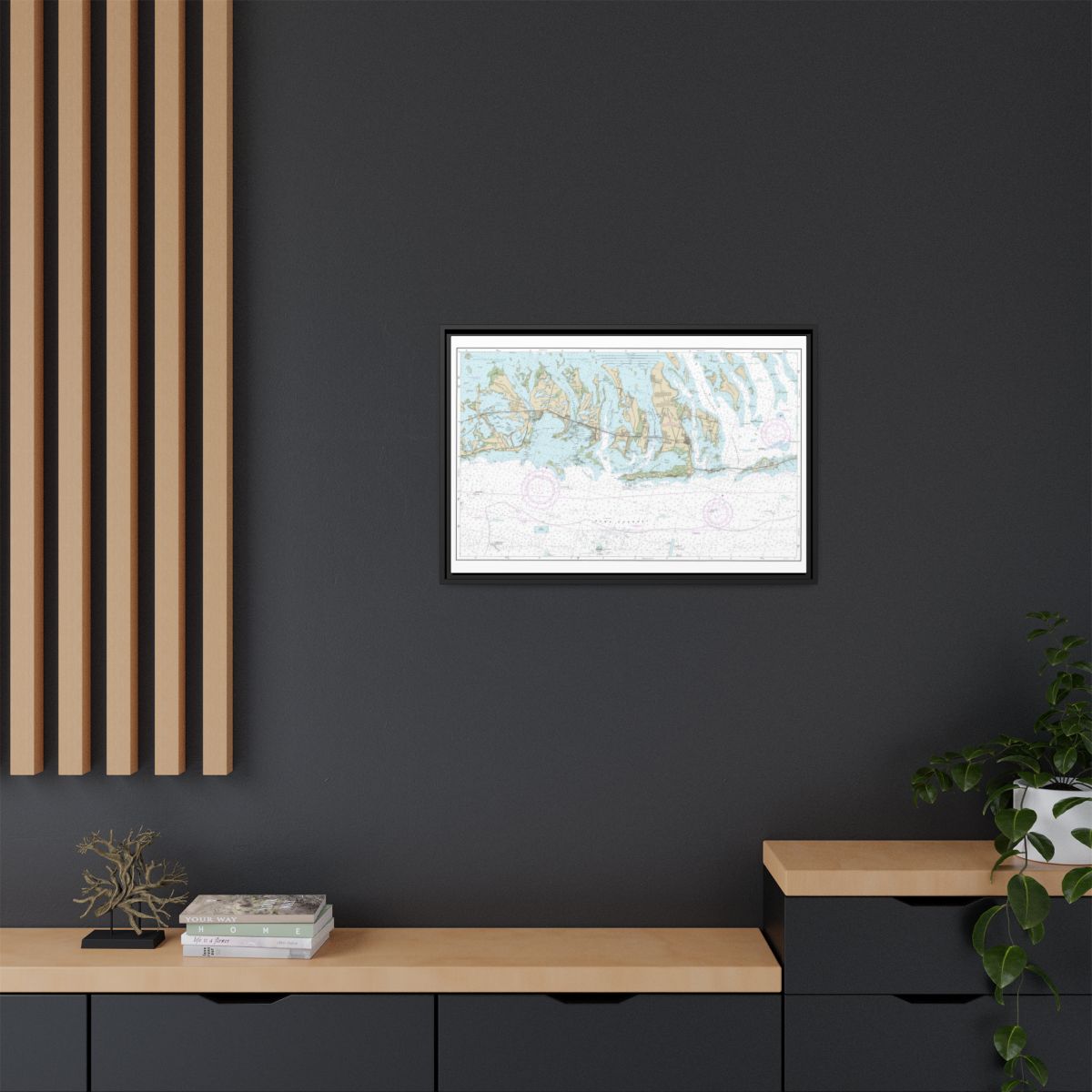 Chart 11445 Intracoastal Waterway Bahia Honda Key to Sugarloaf Key - NOAA Nautical Chart Floating Frame Canvas | 30" x 20" | 36" x 24" | 48" x 32" - Black context-2