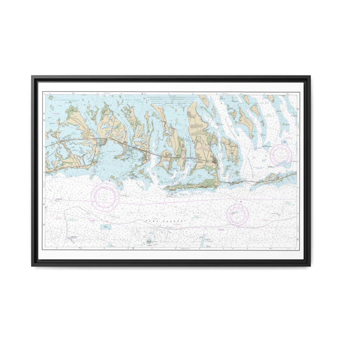 Chart 11445 Intracoastal Waterway Bahia Honda Key to Sugarloaf Key - NOAA Nautical Chart Floating Frame Canvas | 30" x 20" | 36" x 24" | 48" x 32" - Black front