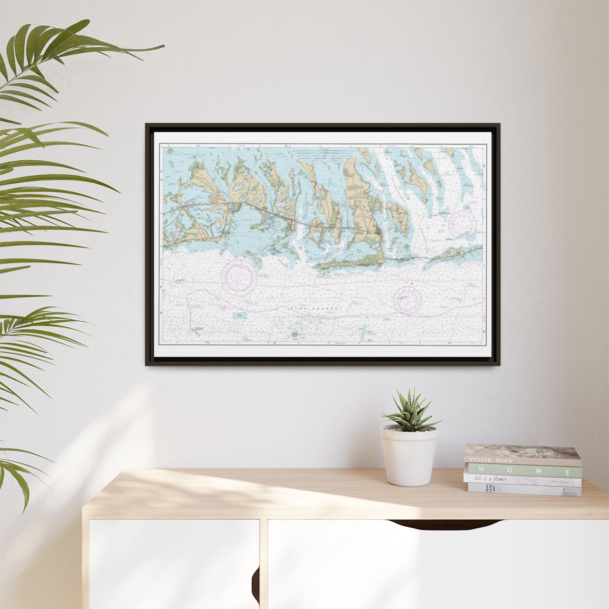 Chart 11445 Intracoastal Waterway Bahia Honda Key to Sugarloaf Key - NOAA Nautical Chart Floating Frame Canvas | 30" x 20" | 36" x 24" | 48" x 32" - Espresso context-1