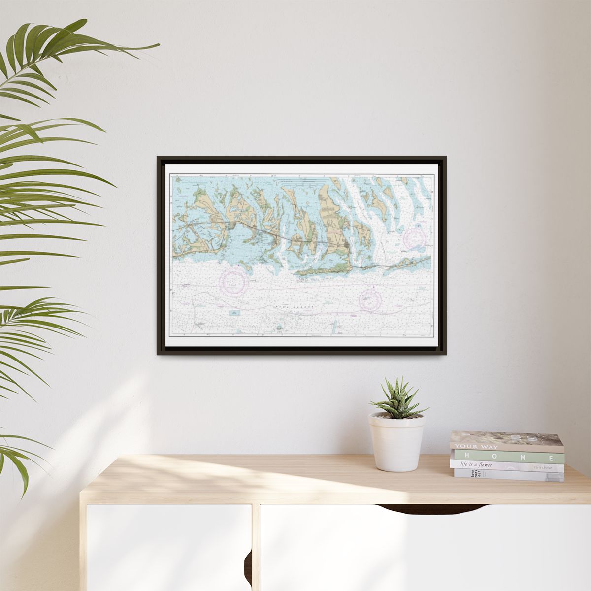 Chart 11445 Intracoastal Waterway Bahia Honda Key to Sugarloaf Key - NOAA Nautical Chart Floating Frame Canvas | 30" x 20" | 36" x 24" | 48" x 32" - Espresso context-1
