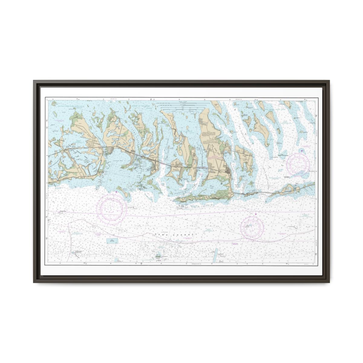 Chart 11445 Intracoastal Waterway Bahia Honda Key to Sugarloaf Key - NOAA Nautical Chart Floating Frame Canvas | 30" x 20" | 36" x 24" | 48" x 32" - Espresso front