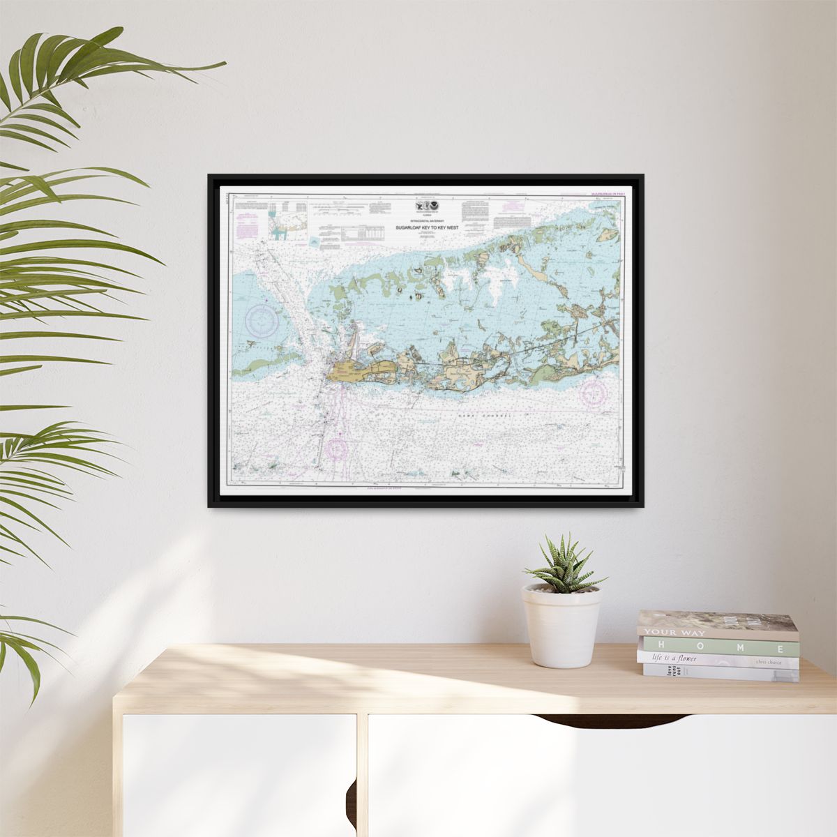 Chart 11446 Intracoastal Waterway Sugarloaf Key To Key West - NOAA Nautical Chart Floating Frame Canvas | 32" x 24" | 40" x 30" - Black context-1