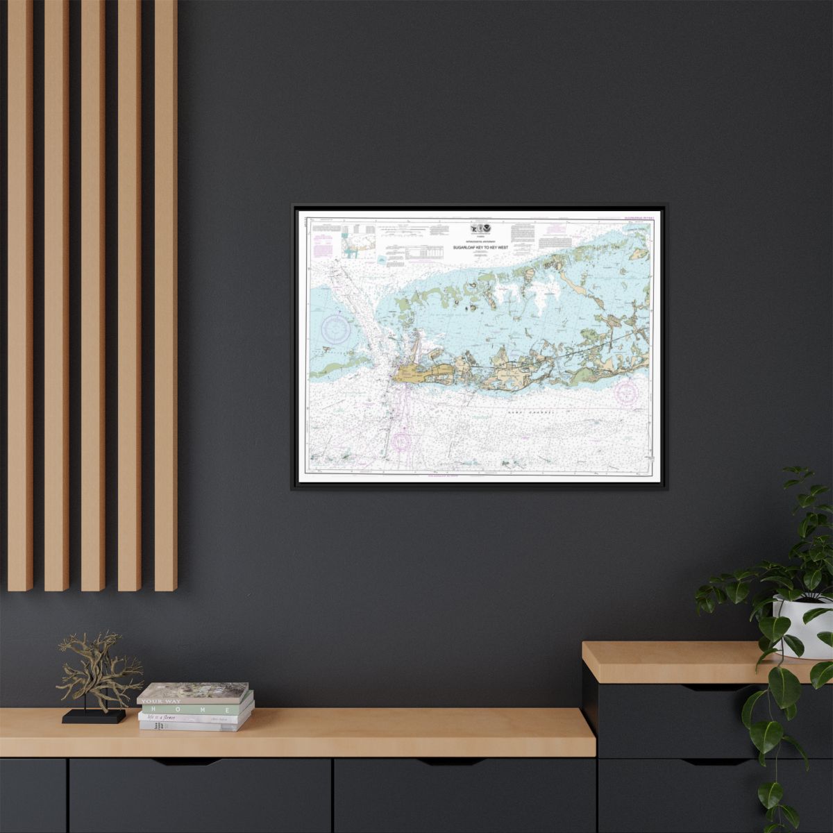 Chart 11446 Intracoastal Waterway Sugarloaf Key To Key West - NOAA Nautical Chart Floating Frame Canvas | 32" x 24" | 40" x 30" - Black context-2