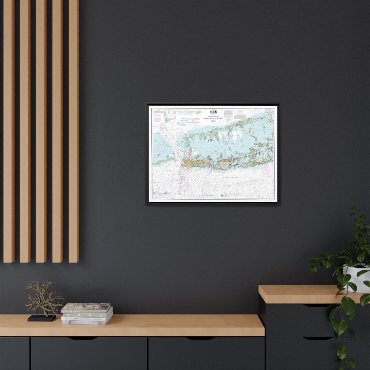 Chart 11446 Intracoastal Waterway Sugarloaf Key To Key West - NOAA Nautical Chart Floating Frame Canvas | 32" x 24" | 40" x 30" - Black context-2