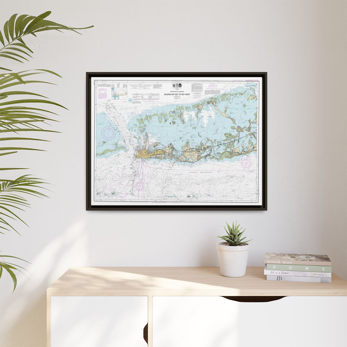 Chart 11446 Intracoastal Waterway Sugarloaf Key To Key West - NOAA Nautical Chart Floating Frame Canvas | 32" x 24" | 40" x 30" - Espresso context-1