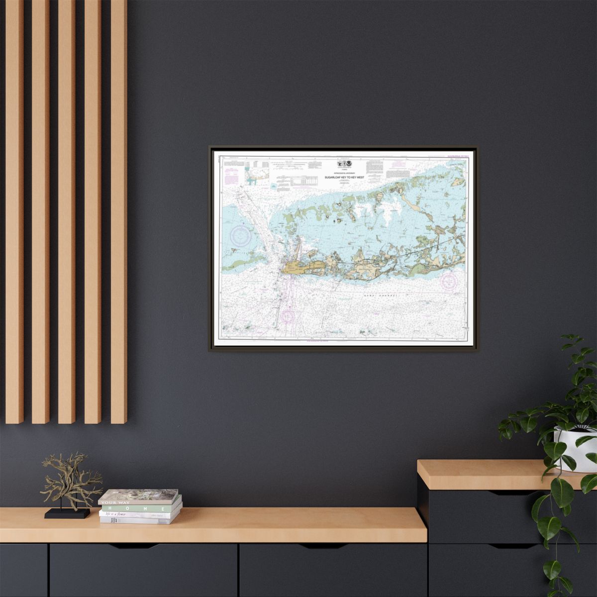 Chart 11446 Intracoastal Waterway Sugarloaf Key To Key West - NOAA Nautical Chart Floating Frame Canvas | 32" x 24" | 40" x 30" - Espresso context-2