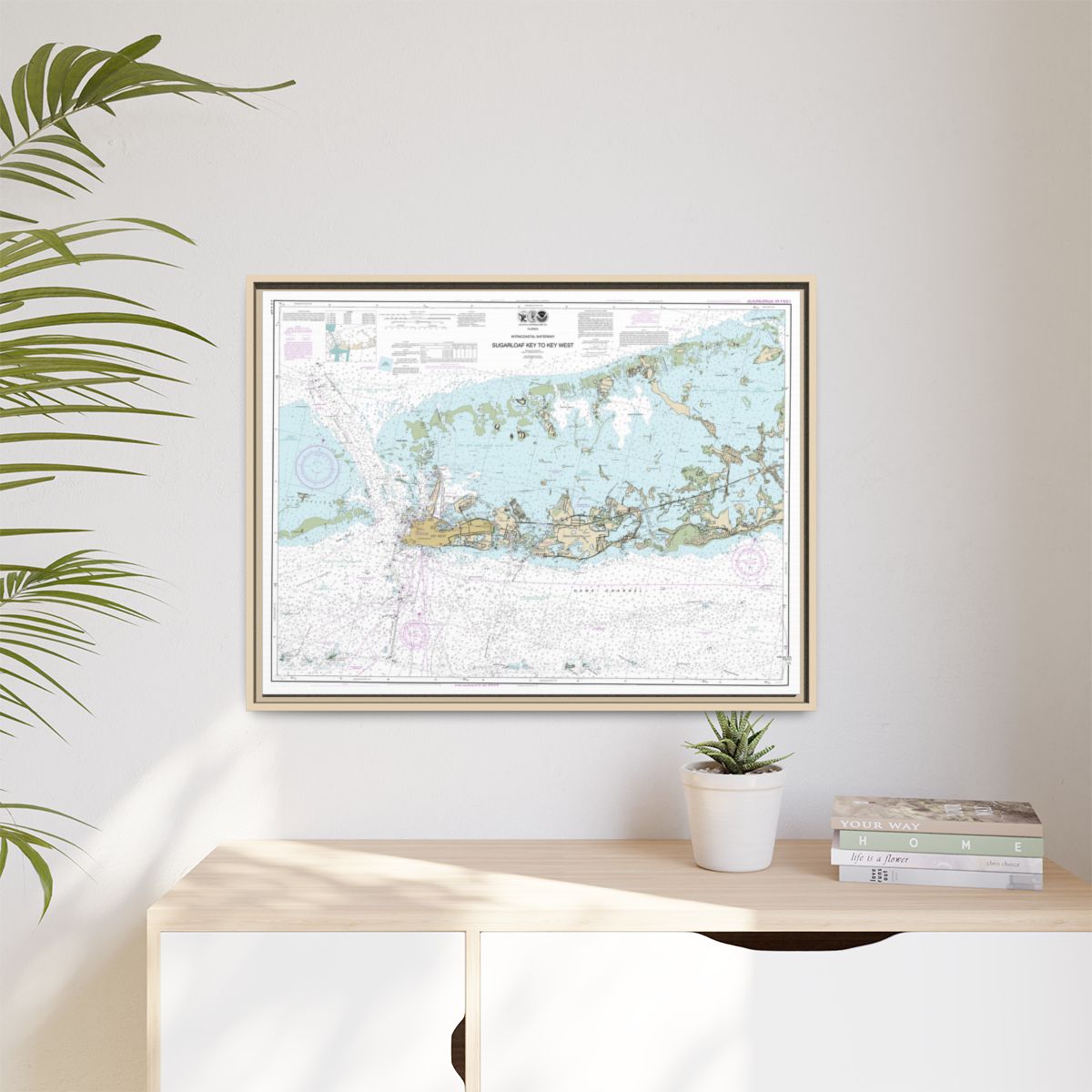 Chart 11446 Intracoastal Waterway Sugarloaf Key To Key West - NOAA Nautical Chart Floating Frame Canvas | 32" x 24" | 40" x 30" - Natural context-1