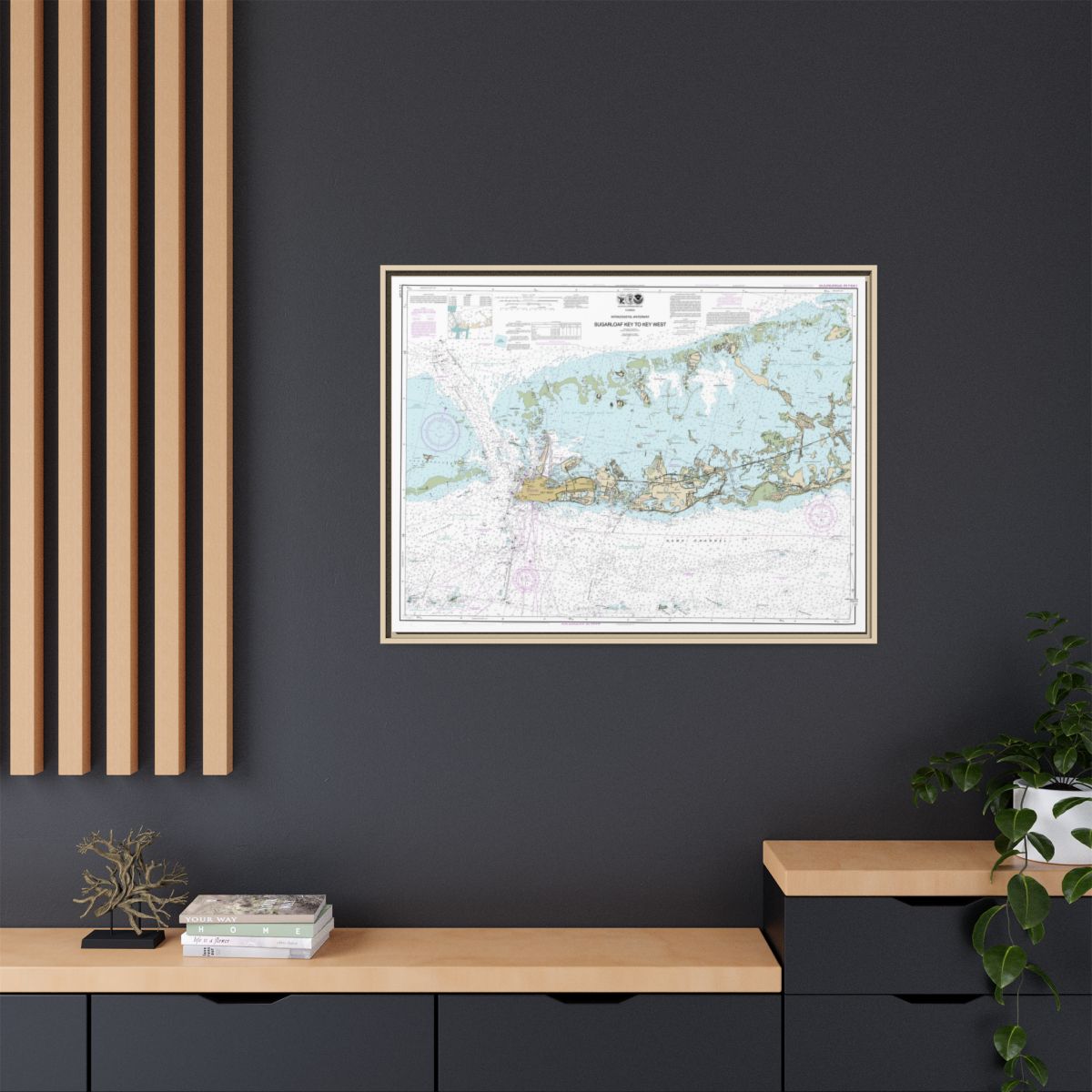 Chart 11446 Intracoastal Waterway Sugarloaf Key To Key West - NOAA Nautical Chart Floating Frame Canvas | 32" x 24" | 40" x 30" - Natural context-2