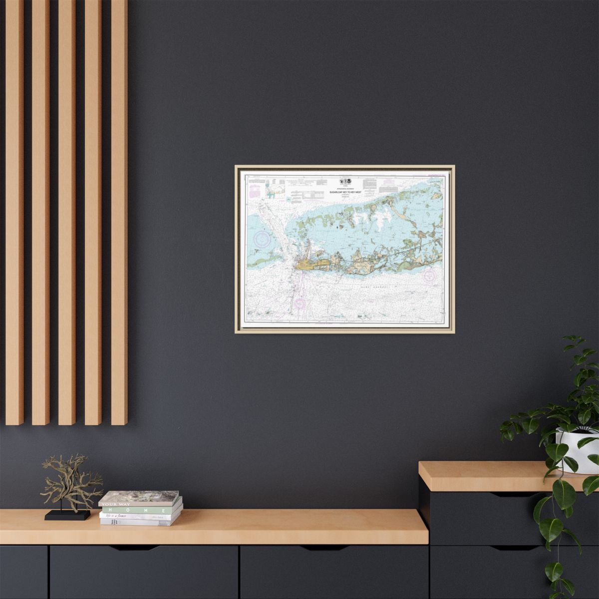 Chart 11446 Intracoastal Waterway Sugarloaf Key To Key West - NOAA Nautical Chart Floating Frame Canvas | 32" x 24" | 40" x 30" - Natural context-2