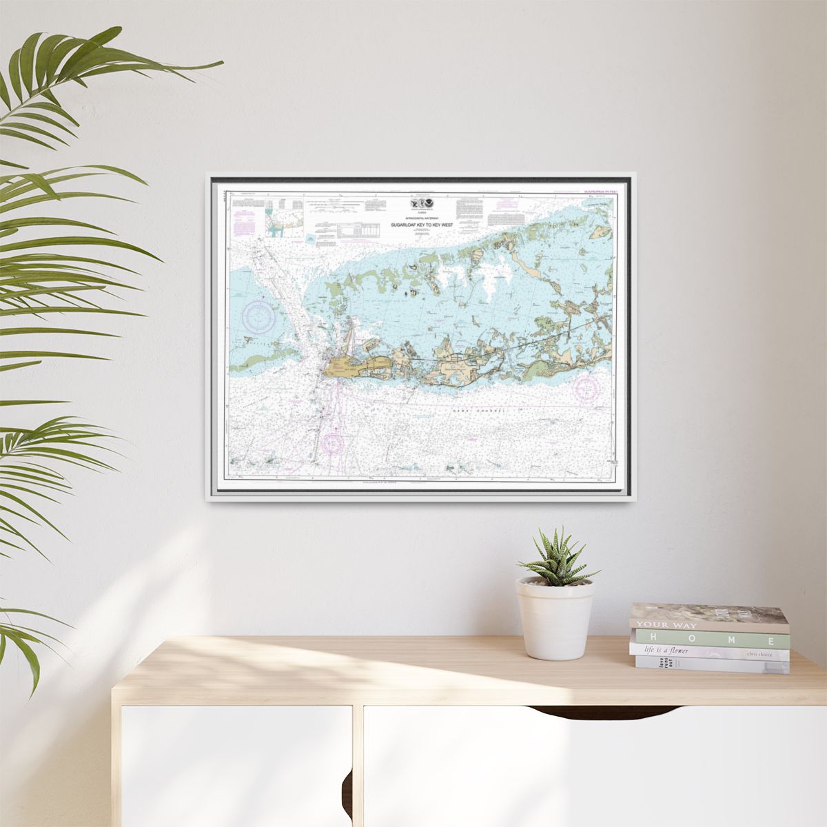 Chart 11446 Intracoastal Waterway Sugarloaf Key To Key West - NOAA Nautical Chart Floating Frame Canvas | 32" x 24" | 40" x 30" - White context-1