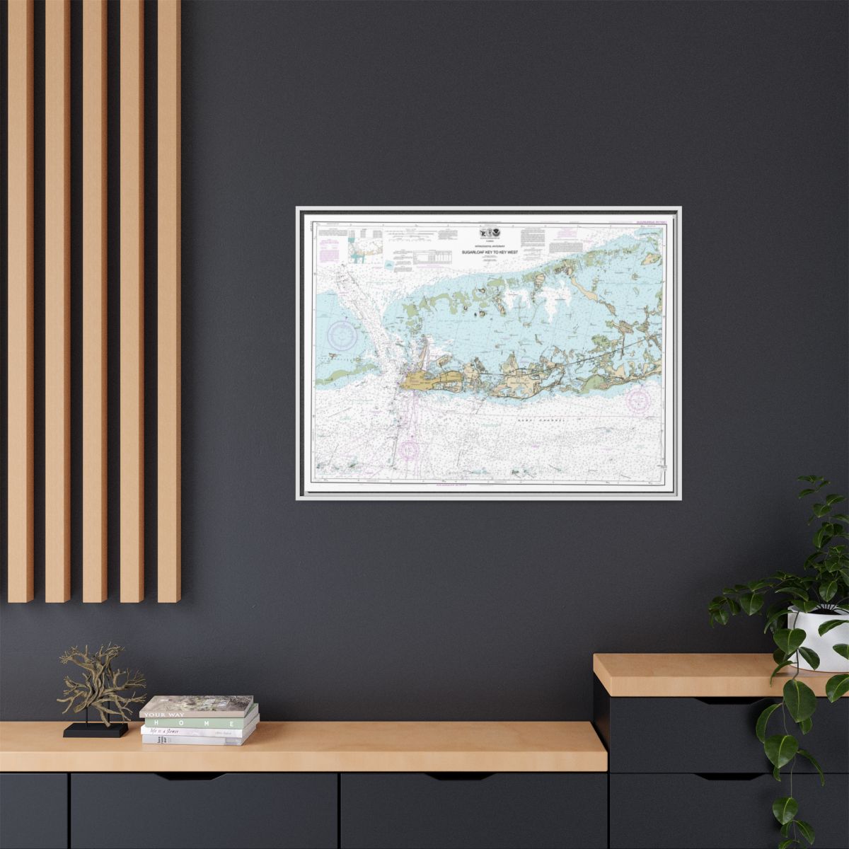 Chart 11446 Intracoastal Waterway Sugarloaf Key To Key West - NOAA Nautical Chart Floating Frame Canvas | 32" x 24" | 40" x 30" - White context-2