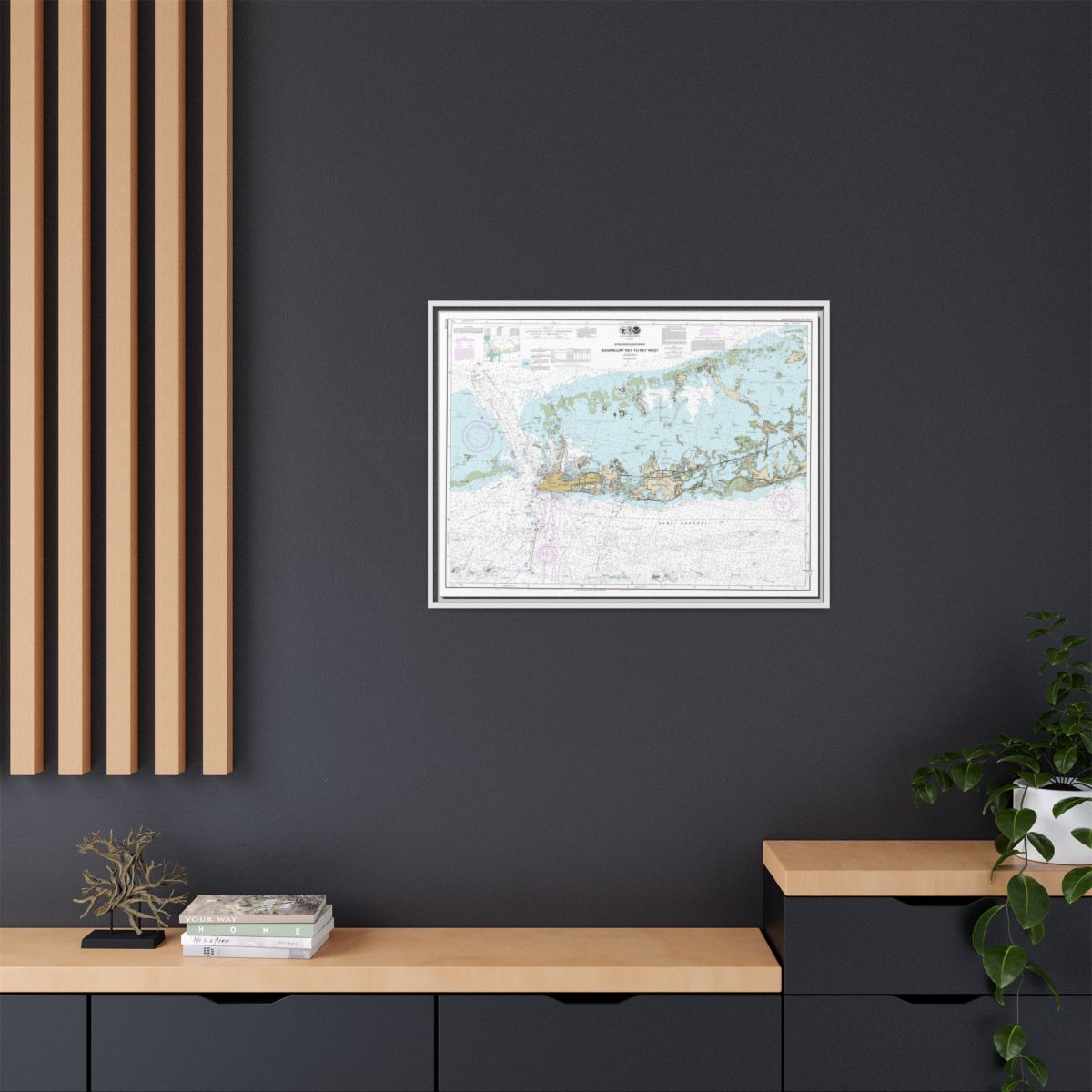 Chart 11446 Intracoastal Waterway Sugarloaf Key To Key West - NOAA Nautical Chart Floating Frame Canvas | 32" x 24" | 40" x 30" - White context-2