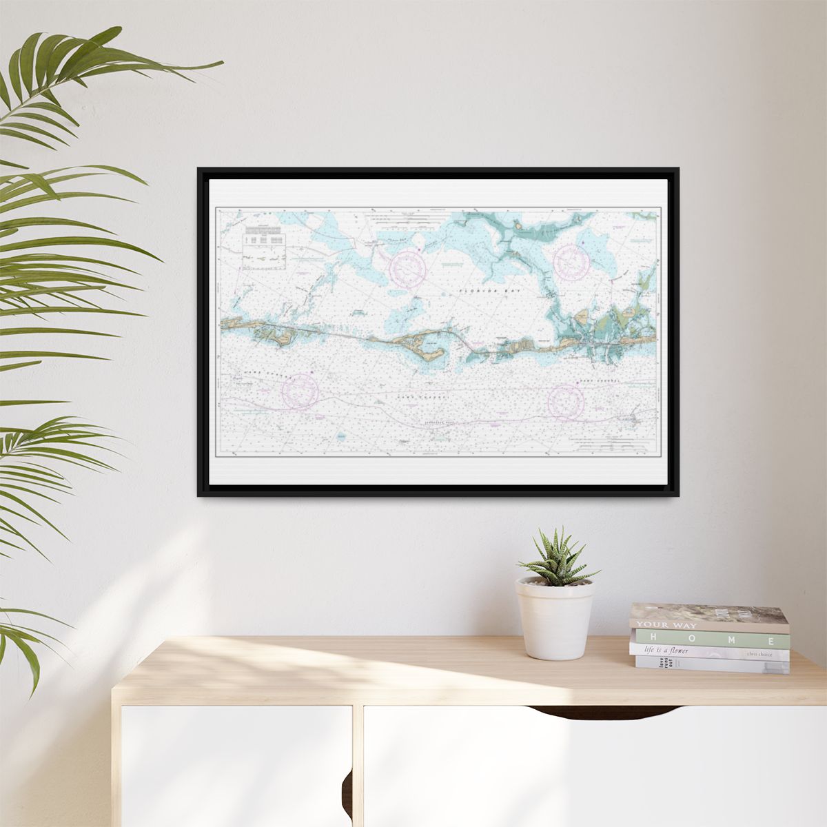 Chart 11449 Intracoastal Waterway Matecumbe to Grassy Key - NOAA Nautical Chart Floating Frame Canvas | 30" x 20" | 36" x 24" | 48" x 32" - Black context-1