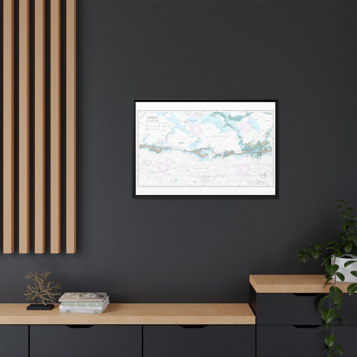 Chart 11449 Intracoastal Waterway Matecumbe to Grassy Key - NOAA Nautical Chart Floating Frame Canvas | 30" x 20" | 36" x 24" | 48" x 32" - Black context-2