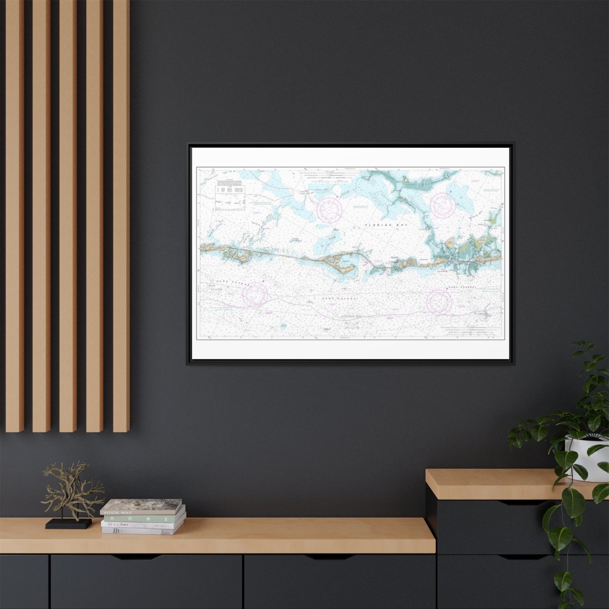 Chart 11449 Intracoastal Waterway Matecumbe to Grassy Key - NOAA Nautical Chart Floating Frame Canvas | 30" x 20" | 36" x 24" | 48" x 32" - Black context-2