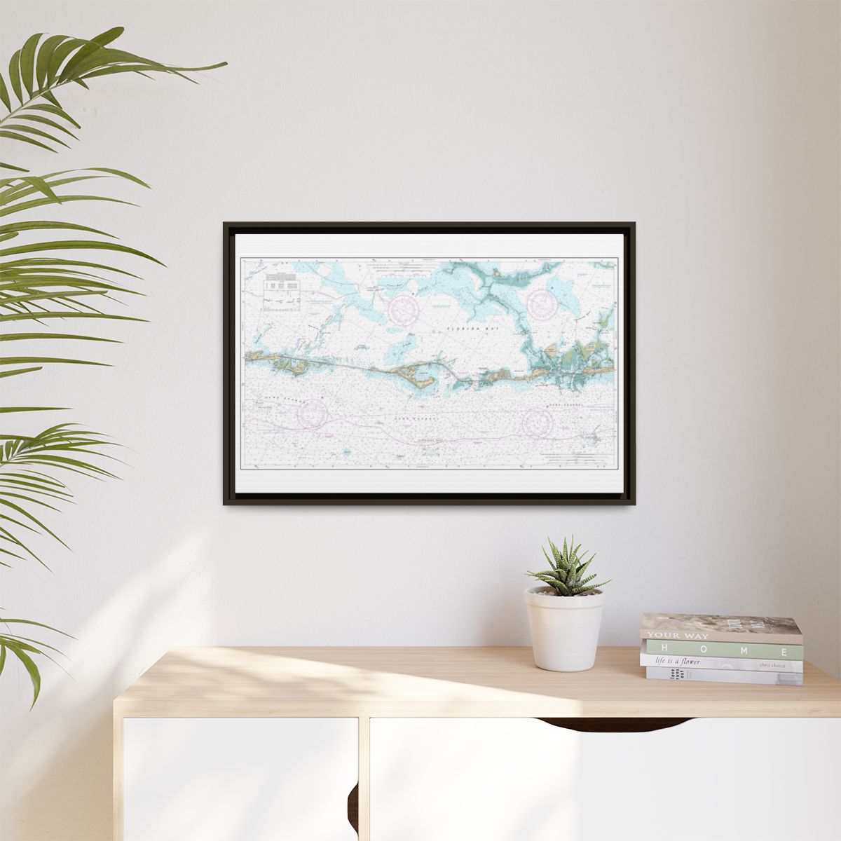 Chart 11449 Intracoastal Waterway Matecumbe to Grassy Key - NOAA Nautical Chart Floating Frame Canvas | 30" x 20" | 36" x 24" | 48" x 32" - Espresso context-1