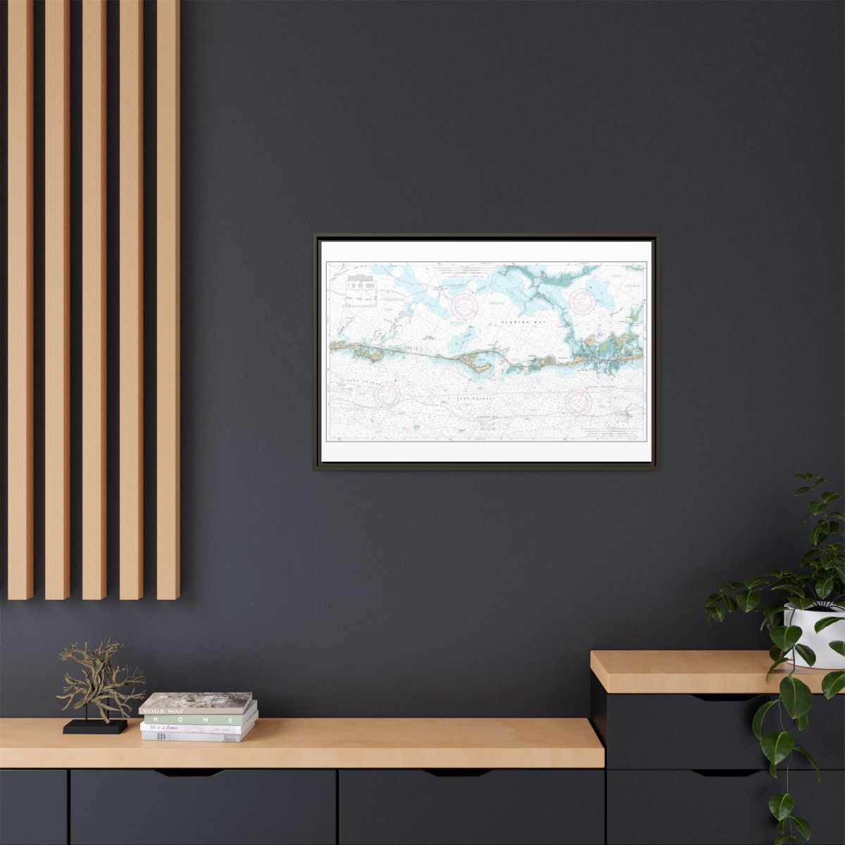 Chart 11449 Intracoastal Waterway Matecumbe to Grassy Key - NOAA Nautical Chart Floating Frame Canvas | 30" x 20" | 36" x 24" | 48" x 32" - Espresso context-2