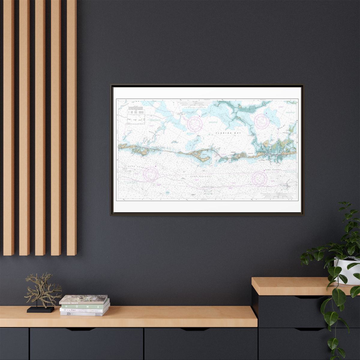 Chart 11449 Intracoastal Waterway Matecumbe to Grassy Key - NOAA Nautical Chart Floating Frame Canvas | 30" x 20" | 36" x 24" | 48" x 32" - Espresso context-2