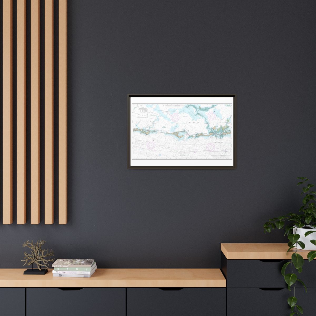 Chart 11449 Intracoastal Waterway Matecumbe to Grassy Key - NOAA Nautical Chart Floating Frame Canvas | 30" x 20" | 36" x 24" | 48" x 32" - Espresso context-2