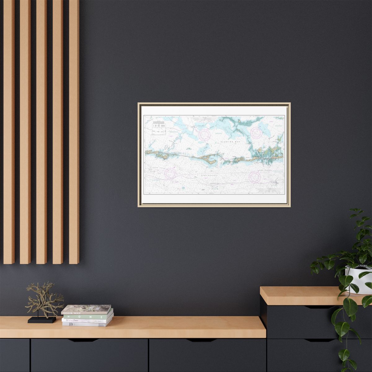 Chart 11449 Intracoastal Waterway Matecumbe to Grassy Key - NOAA Nautical Chart Floating Frame Canvas | 30" x 20" | 36" x 24" | 48" x 32" - Natural context-2