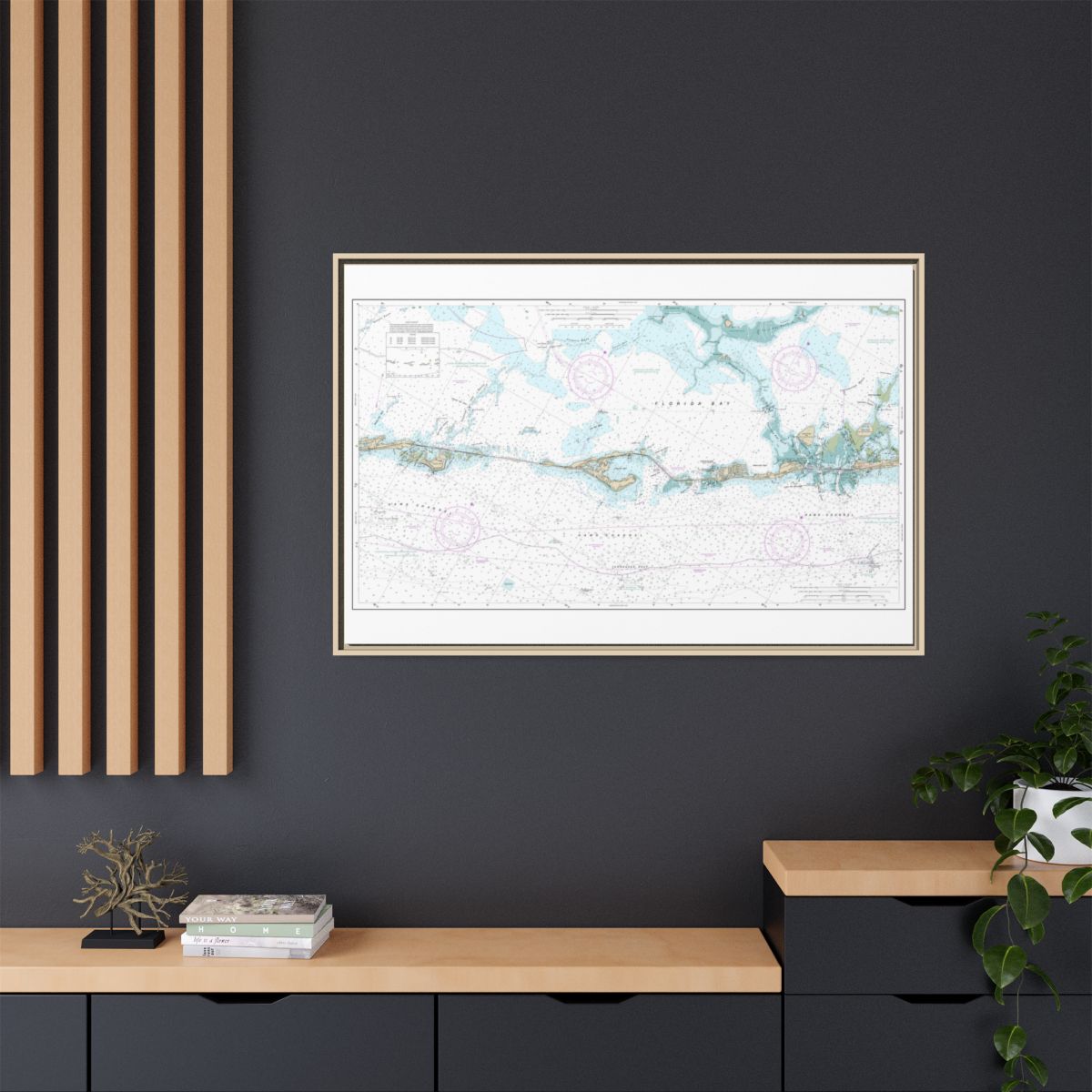 Chart 11449 Intracoastal Waterway Matecumbe to Grassy Key - NOAA Nautical Chart Floating Frame Canvas | 30" x 20" | 36" x 24" | 48" x 32" - Natural context-2
