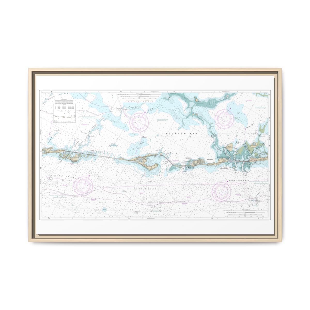 Chart 11449 Intracoastal Waterway Matecumbe to Grassy Key - NOAA Nautical Chart Floating Frame Canvas | 30" x 20" | 36" x 24" | 48" x 32" - Natural front