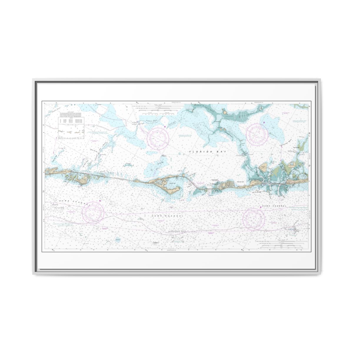 Chart 11449 Intracoastal Waterway Matecumbe to Grassy Key - NOAA Nautical Chart Floating Frame Canvas | 30" x 20" | 36" x 24" | 48" x 32" - White front