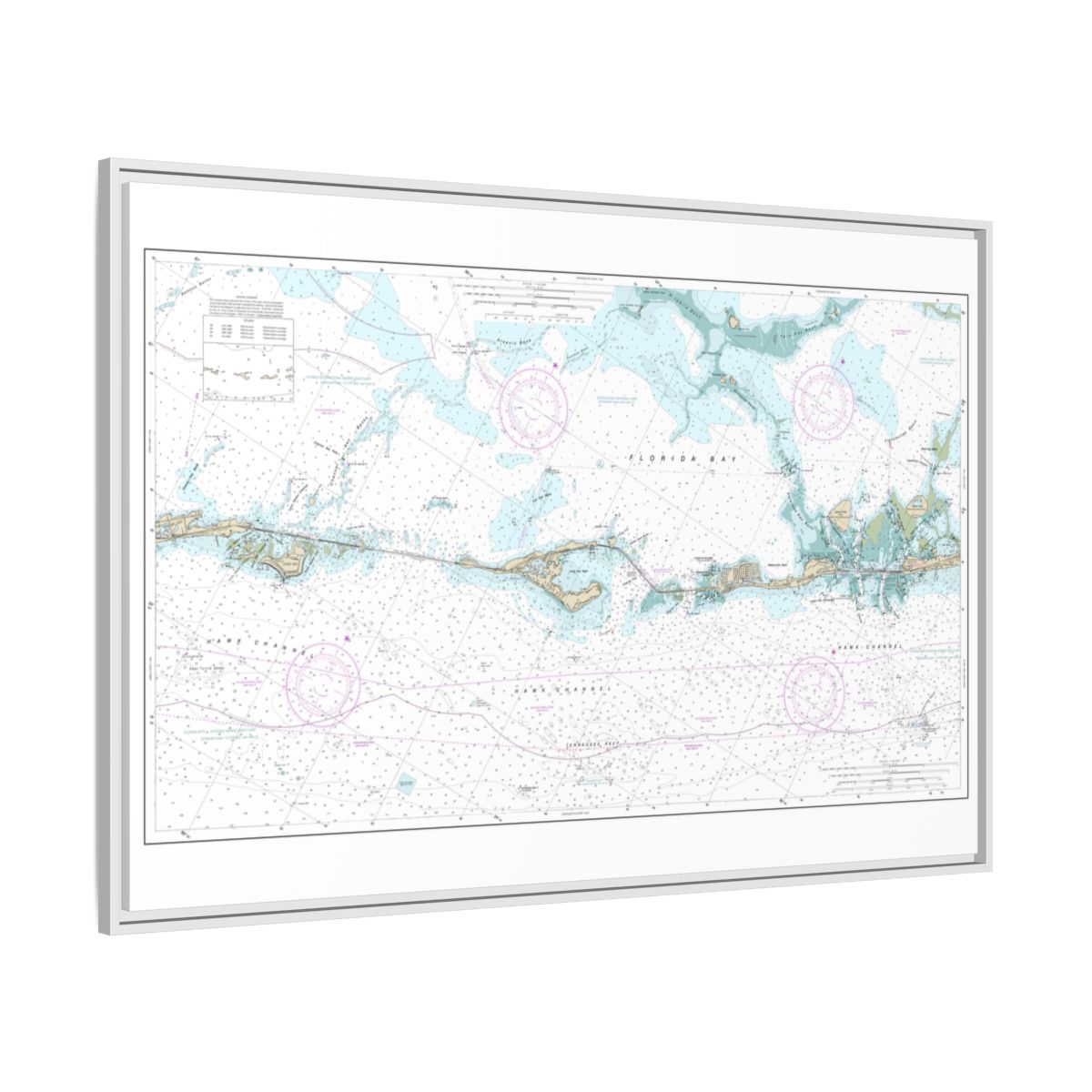 Chart 11449 Intracoastal Waterway Matecumbe to Grassy Key - NOAA Nautical Chart Floating Frame Canvas | 30" x 20" | 36" x 24" | 48" x 32" - White side