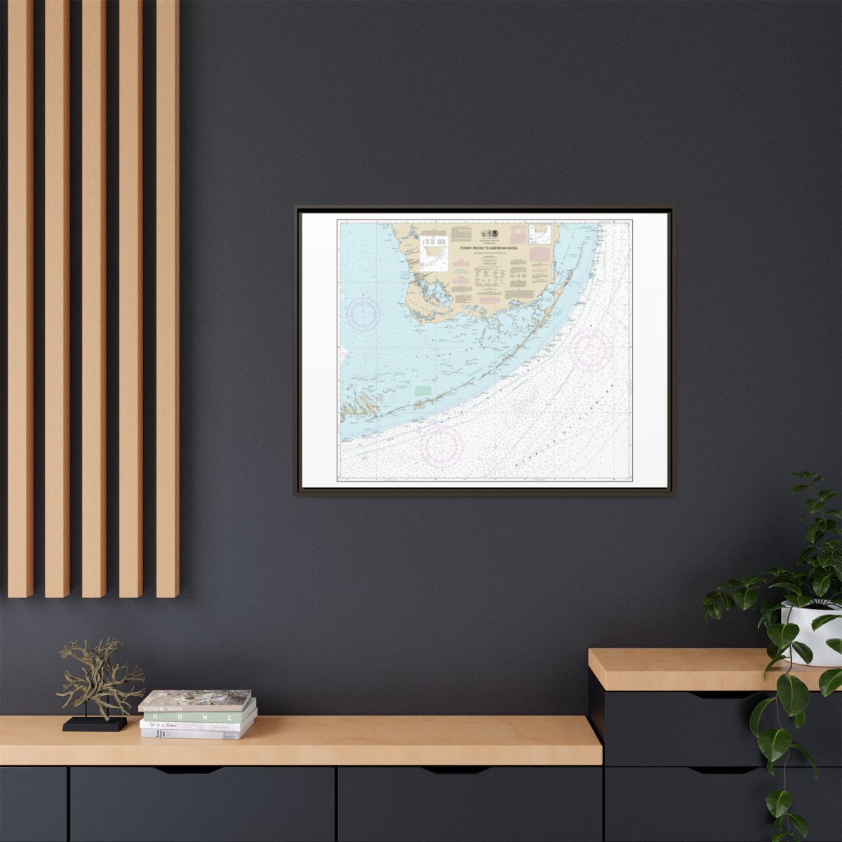 Chart 11450 Fowey Rocks to American Shoal - NOAA Nautical Chart Floating Frame Canvas | 32" x 24" | 40" x 30" - Espresso context-2