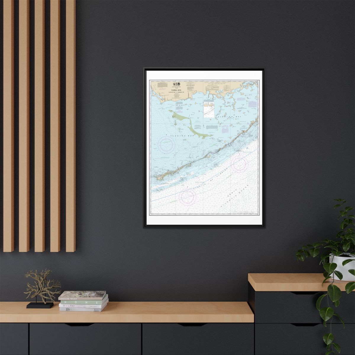 Chart 11452 Florida Keys - Alligator Reef to Sombrero Key - NOAA Nautical Chart Floating Frame Canvas | 24" x 32" | 30" x 40" - Black context-2