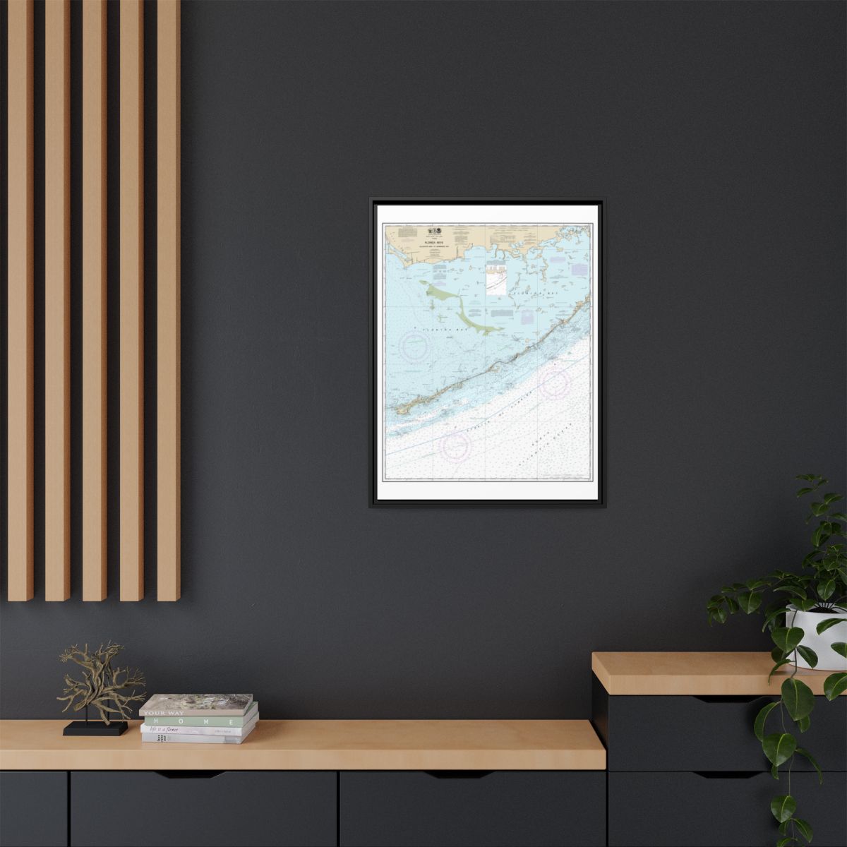 Chart 11452 Florida Keys - Alligator Reef to Sombrero Key - NOAA Nautical Chart Floating Frame Canvas | 24" x 32" | 30" x 40" - Black context-2