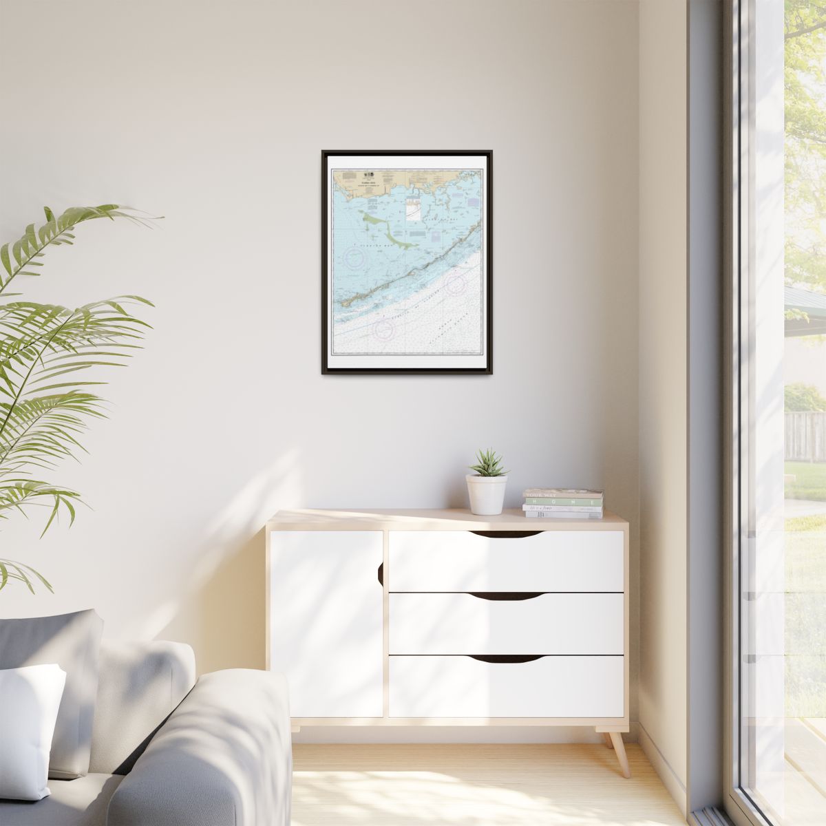 Chart 11452 Florida Keys - Alligator Reef to Sombrero Key - NOAA Nautical Chart Floating Frame Canvas | 24" x 32" | 30" x 40" - Espresso context-1
