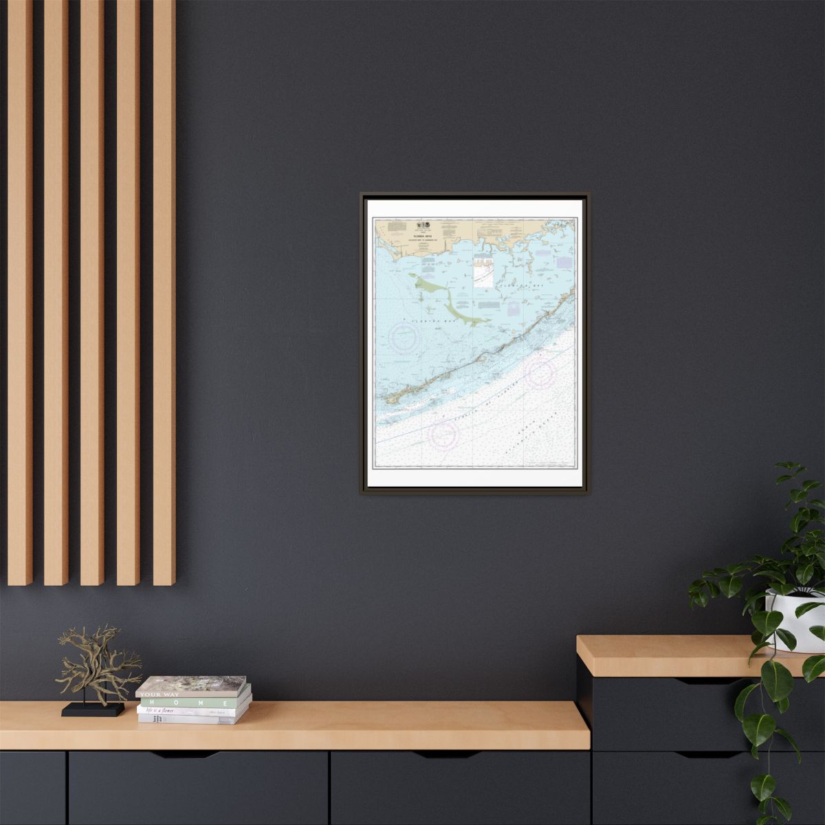 Chart 11452 Florida Keys - Alligator Reef to Sombrero Key - NOAA Nautical Chart Floating Frame Canvas | 24" x 32" | 30" x 40" - Espresso context-2