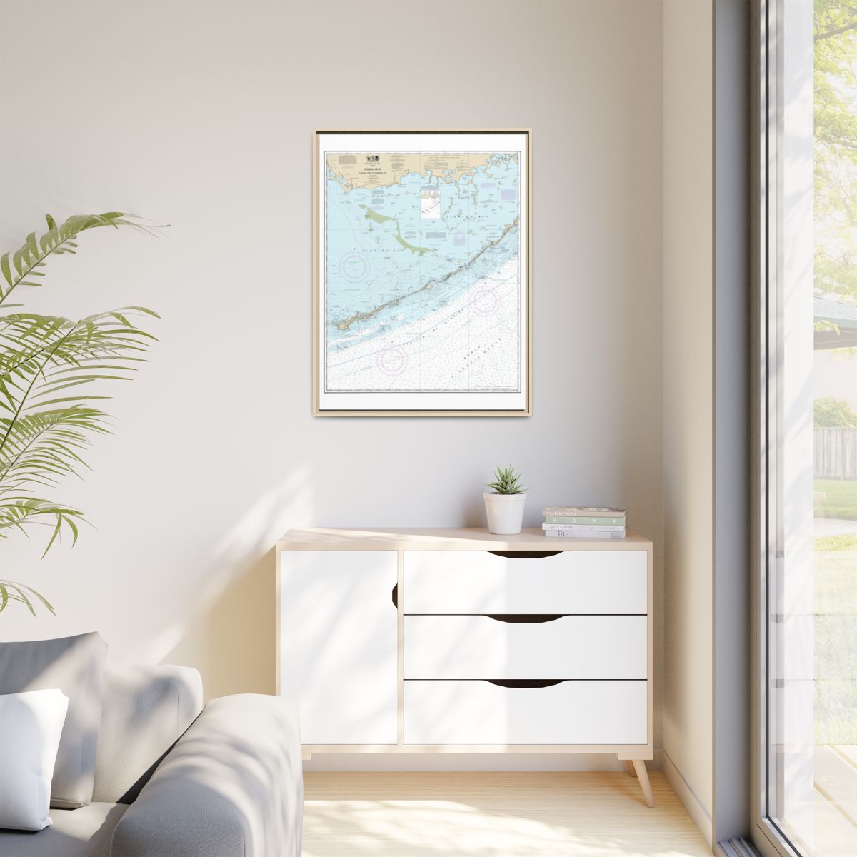 Chart 11452 Florida Keys - Alligator Reef to Sombrero Key - NOAA Nautical Chart Floating Frame Canvas | 24" x 32" | 30" x 40" - Natural context-1